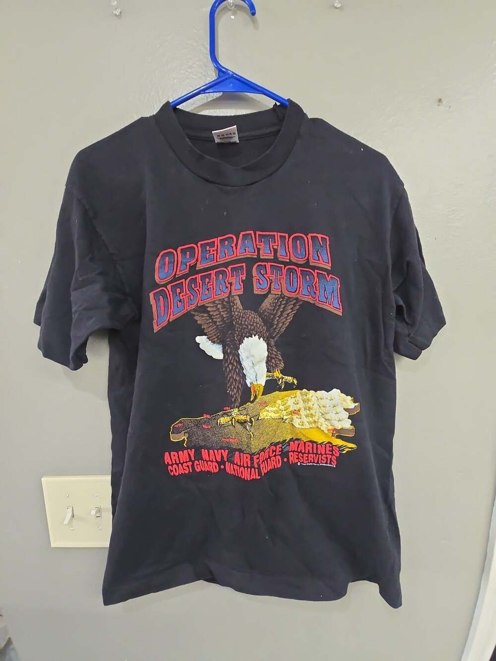 Fruit of the Loom Operation Desert Storm T-Shirt Size L Black Eagle